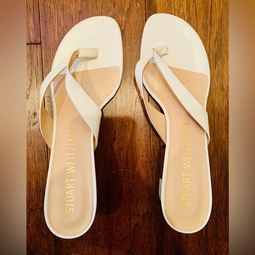 STUART WEITZMAN Brigida 50 White Slip On Thong Sandal size 9